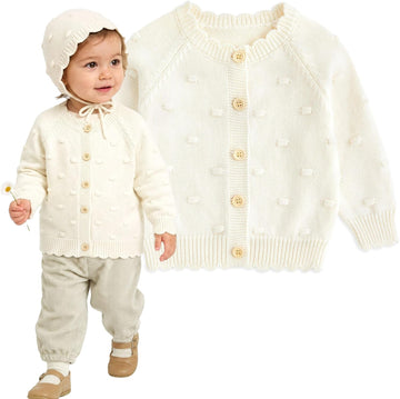 Baby Girl Knit Cardigan Sweater Button Down Toddler Sweaters for Spring Fall