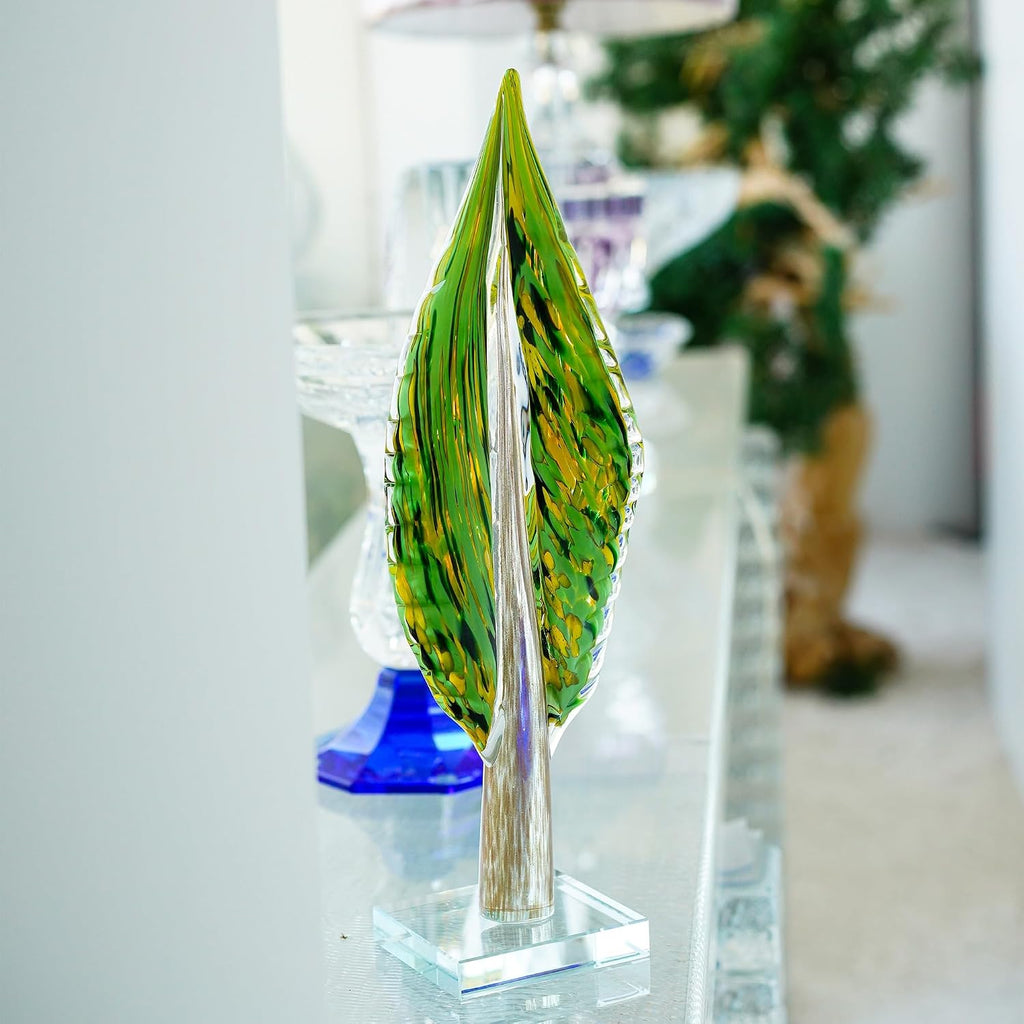 16 Inch Blown Glass Tree of Life Leaf Sculpture Decor