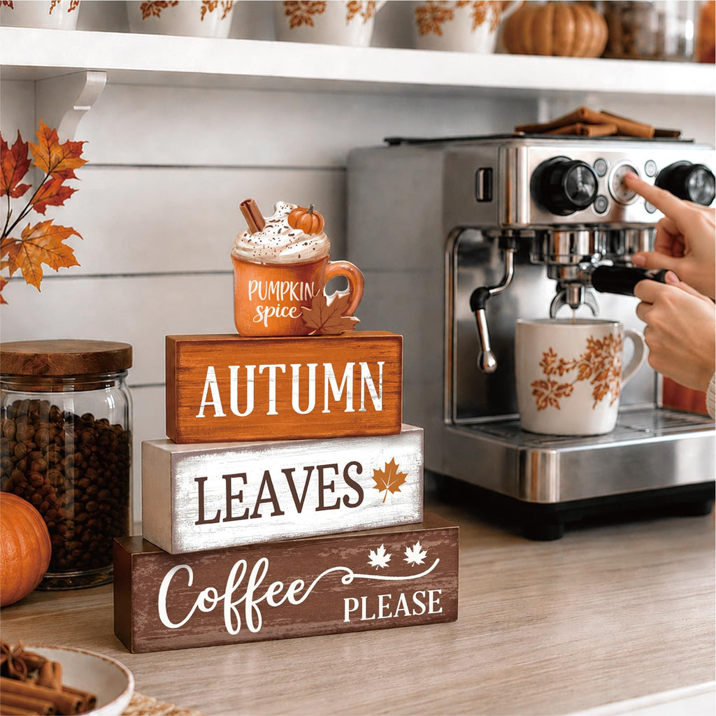 4 Pcs Fall Tiered Tray Decor, Wooden Fall Decorations