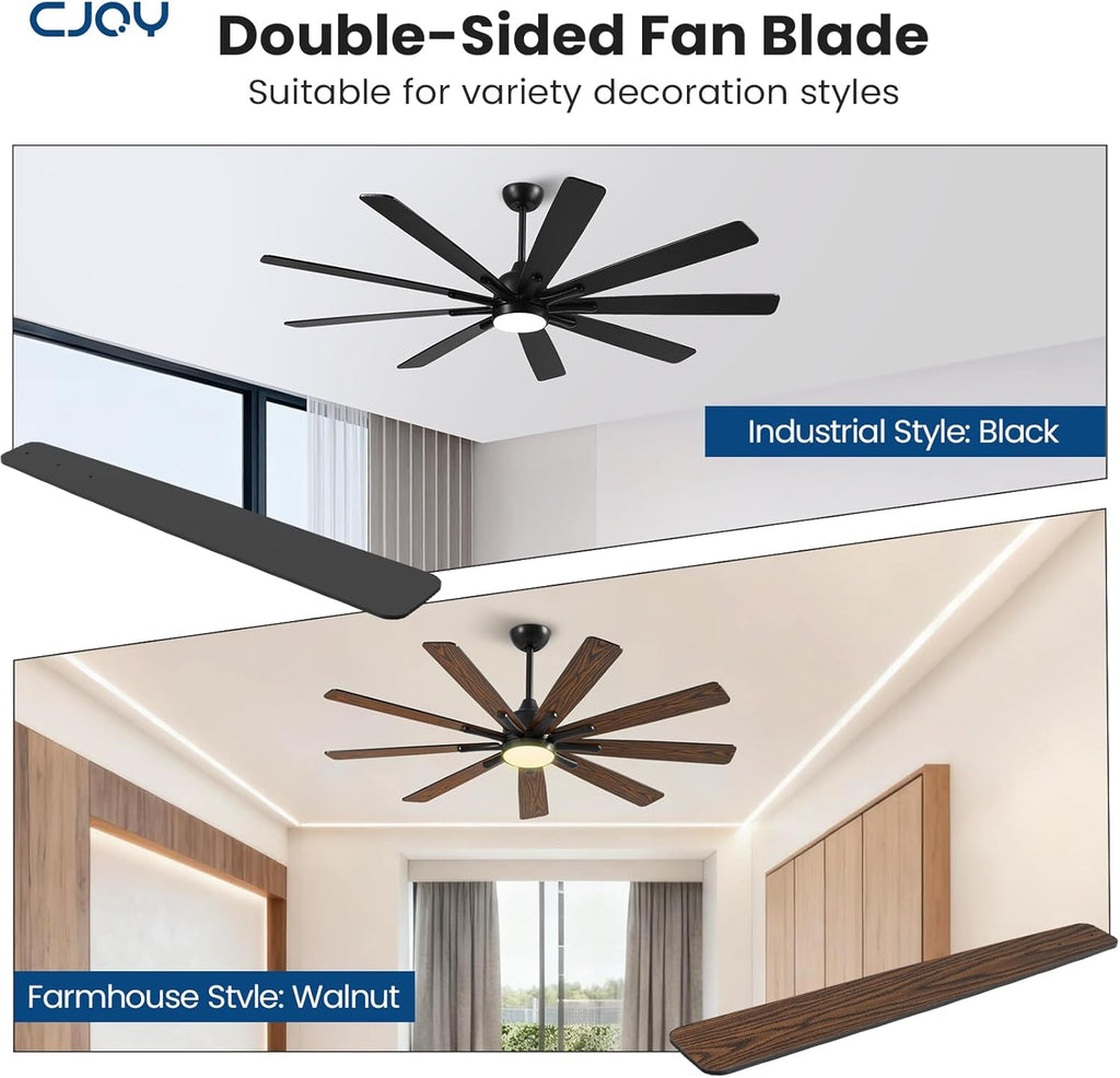 72" Ceiling Fan with LED Light and Remote - Black & Walnut