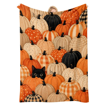 Cozy Fall Blankets and Throws, Pumpkin Blanket for Couch, Autumn Throw Blanket 40" x 60"