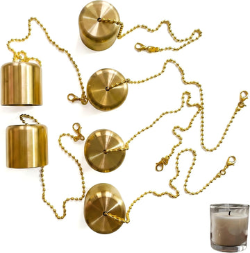6Pack Brass Tiki Torch Snuffer Covers, Durable Candle Wick Trimmer & Extinguisher Set, Multi-Purpose Wick Dimmers