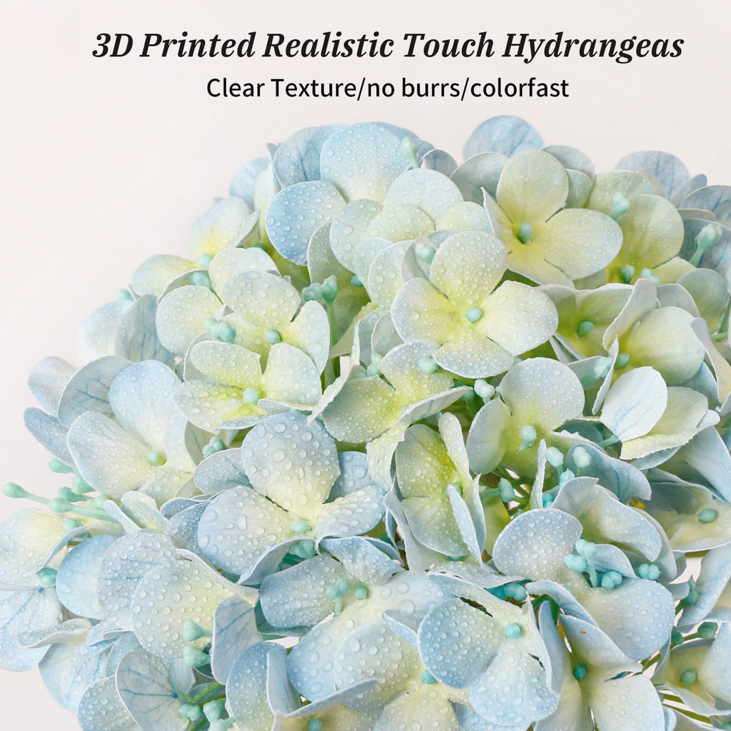 4 Pcs Light Blue Artificial, 21" Real Touch Faux for Decor, Floral Arrangements for Centerpiece Table Decorations, Home