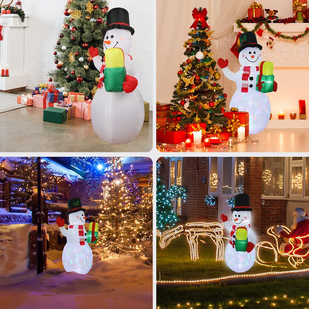 5 Ft Inflatable Snowman Christmas Outdoor Decoration Blow Up Snowman with Upgrade Rotating LED Lights for