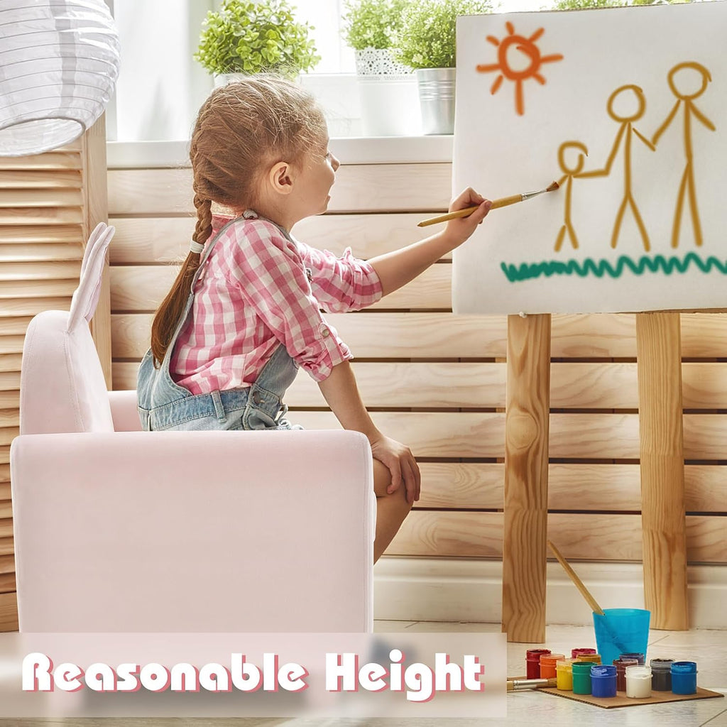 Kids Sofa, Children Armrest Chair with Sturdy Wood Construction and Dutch Velvet, Upholstered Toddler Armrest Couch