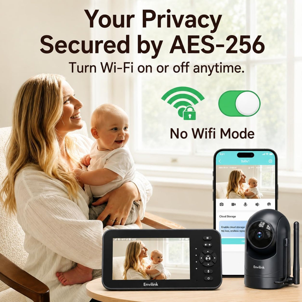 Video Baby Monitor with Camera and Audio, 5" Large Screen & Phone App, Remote 330° Pan 90° Tilt & 4X Zoom Baby
