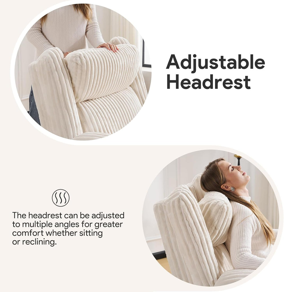 Power Recliner Chair with Massage and Heat, Oversized Swivel Rocker Recliner for Adults with Adjustable Headrest