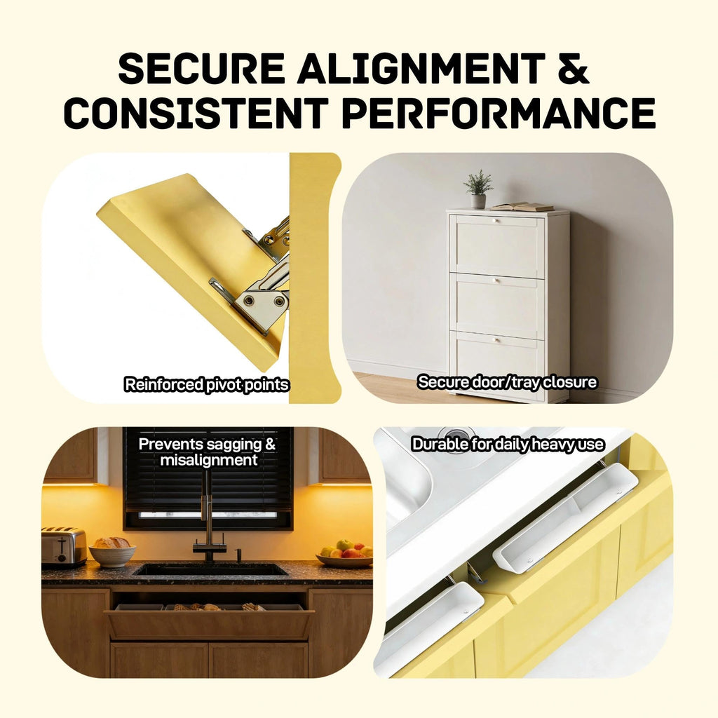 Soft-Close Pivot Hinges 2-Pack, Silent Tip Out Tray & Cabinet Hinges, Heavy-Duty Self-Closing /Bathroom