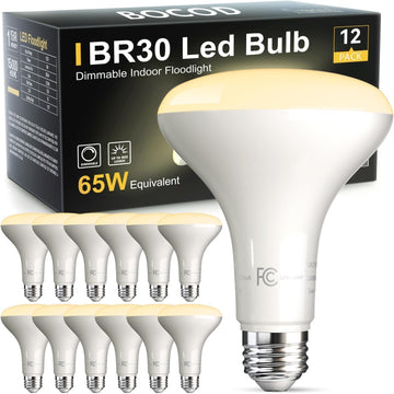 BR30 LED Bulb 65 Watt Equivalent, Soft Warm White 2700K, E26 Standard Base, 12 Pack