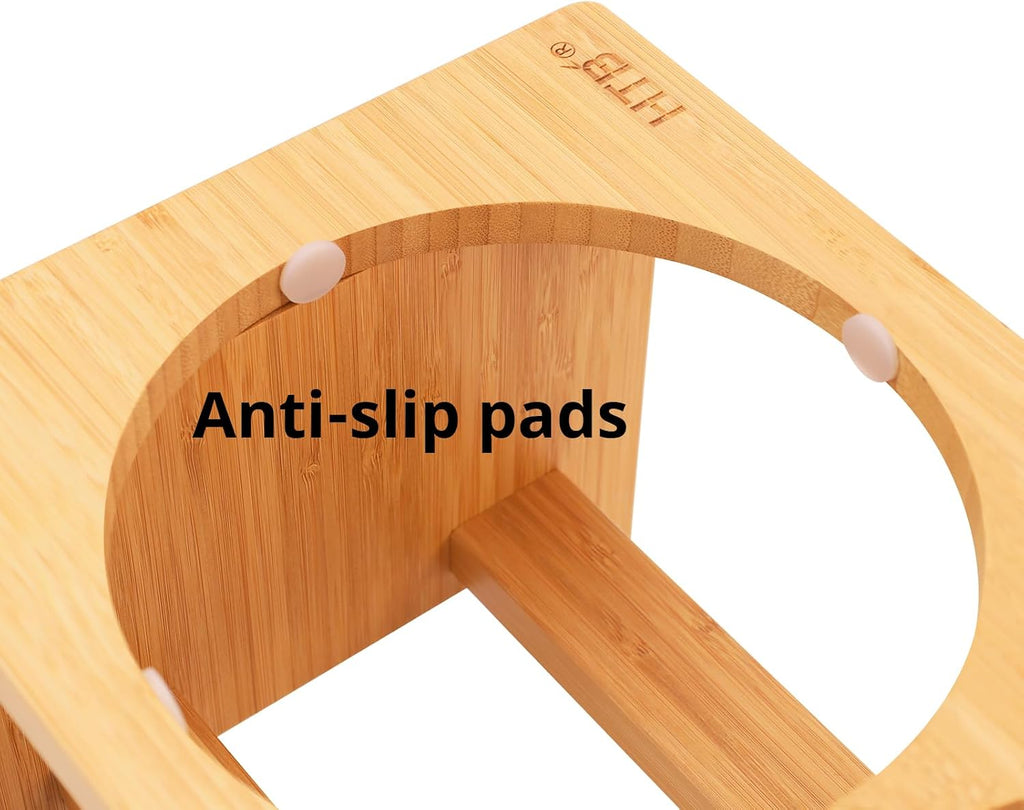 Elevated Dog Bowl Stand with 2 Stainless Steel Bowls-7" H Medium Bamboo
