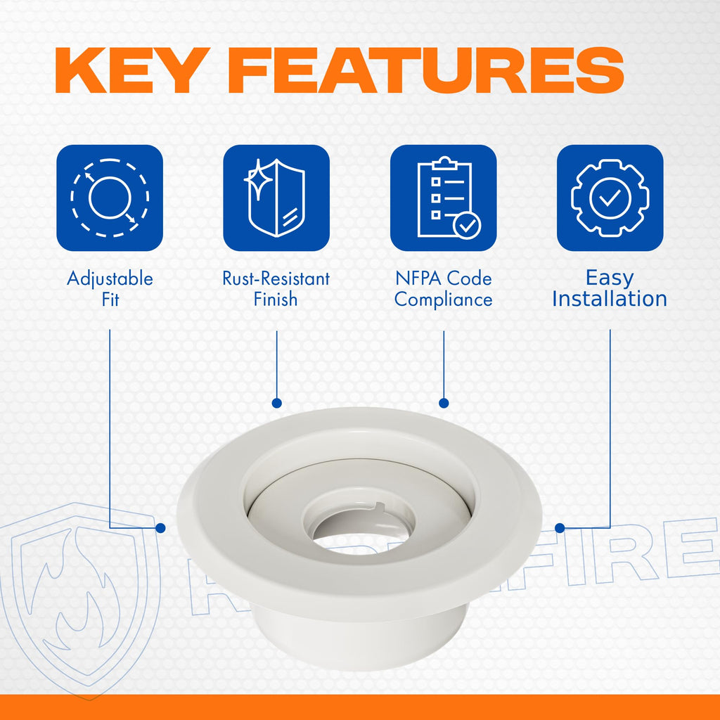Recessed Fire Sprinkler Escutcheon 1/2 in. IPS - 2 Piece in White - Depth Adjustment Range up to 3/4 in. for Fire