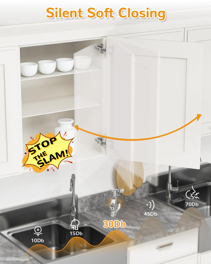 2 Pack 165 Degree Soft Close Kitchen Corner Hinges, Lazy Susan Cabinets, Face Frame, Clip On Plate for Easy