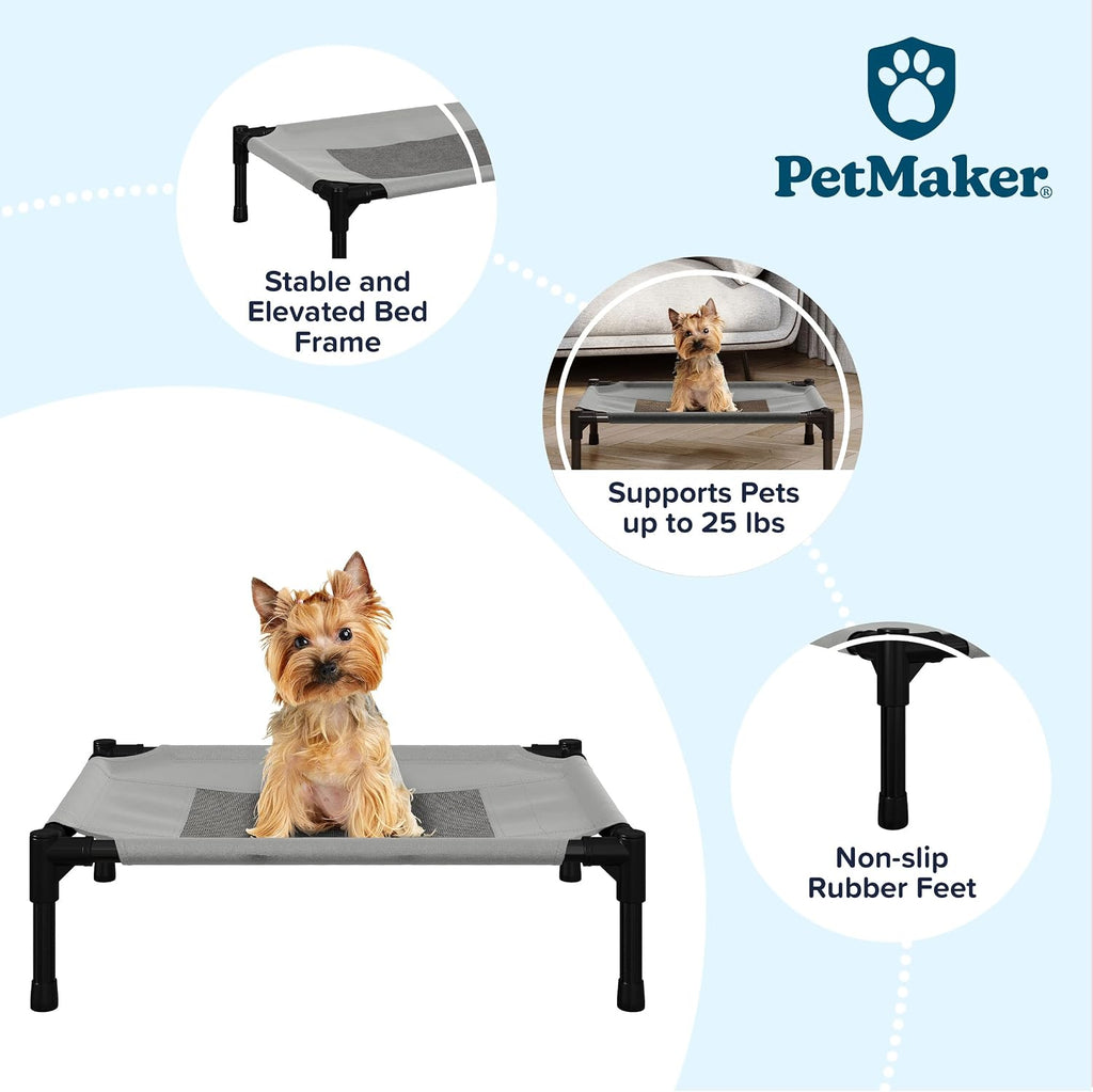 Elevated Dog Bed - 24.5x18.5-Inch Portable Pet Bed with Non-Slip Feet - Indoor/Outdoor Dog Cot or Puppy Bed for Pets