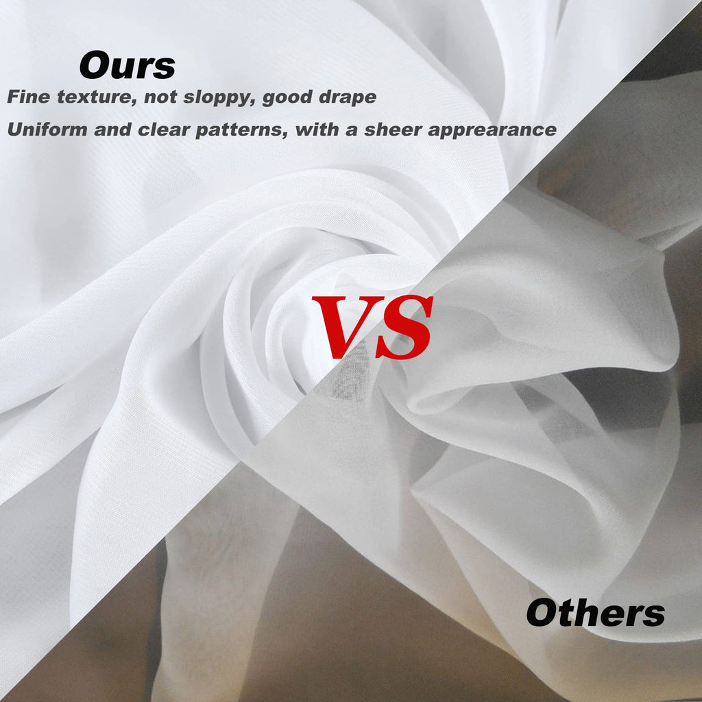 10ft x 10ft White Chiffon Backdrop Curtains, Wrinkle-Free Sheer Chiffon Fabric Photo Curtain Drapes for Wedding