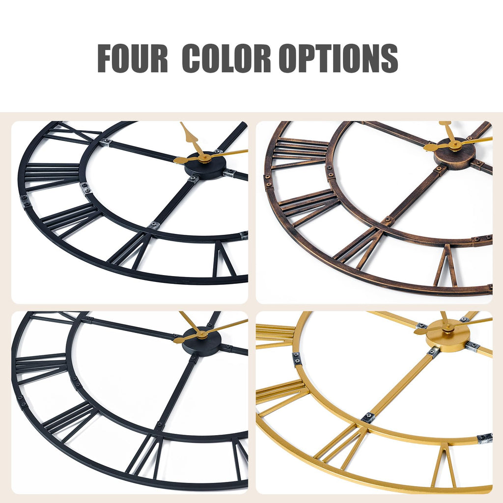 40 Inch Large Silent Wall Clock, Easy Assembly Roman Numeral Bronze