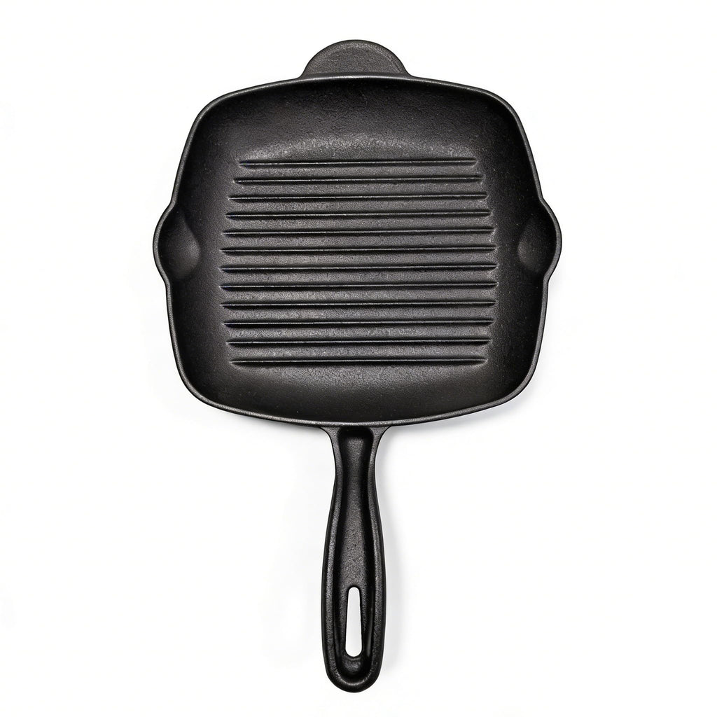 Cast Iron Square Grill Pan, Grilling Skillet Steak Pan, Works on All Cooktops Including Induction (10 inch)