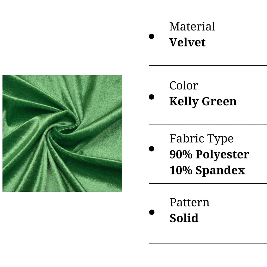 Stretch Velvet Fabric - Kelly Green, 2 Yards