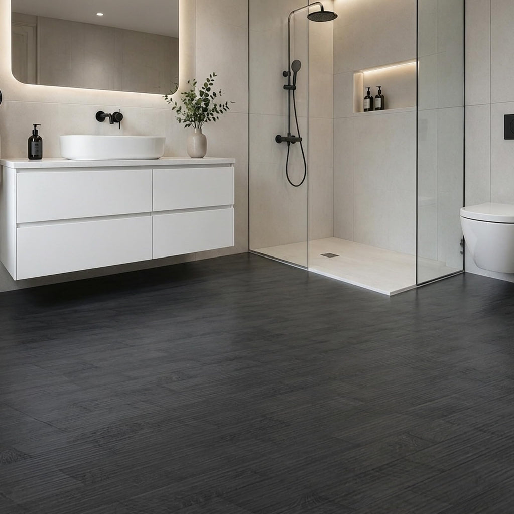 36-Pack Peel and Stick PVC Floor Tiles (54 Sq.Ft), Black