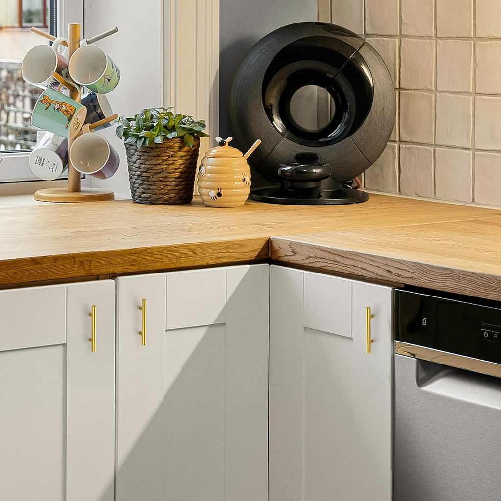 30 Pack 5 Inch Cabinet Pulls Kitchen Cabinet Handles with 3 Inch Hole Center Brushed Brass Cabinet Hardware Stainless