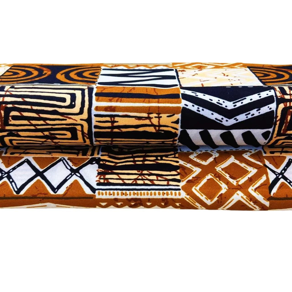 1 Piece of 6 Yard African Ankara Wax Print Fabric Kente Fabric Batik Ankara for Sewing for Party Dress (Brown)