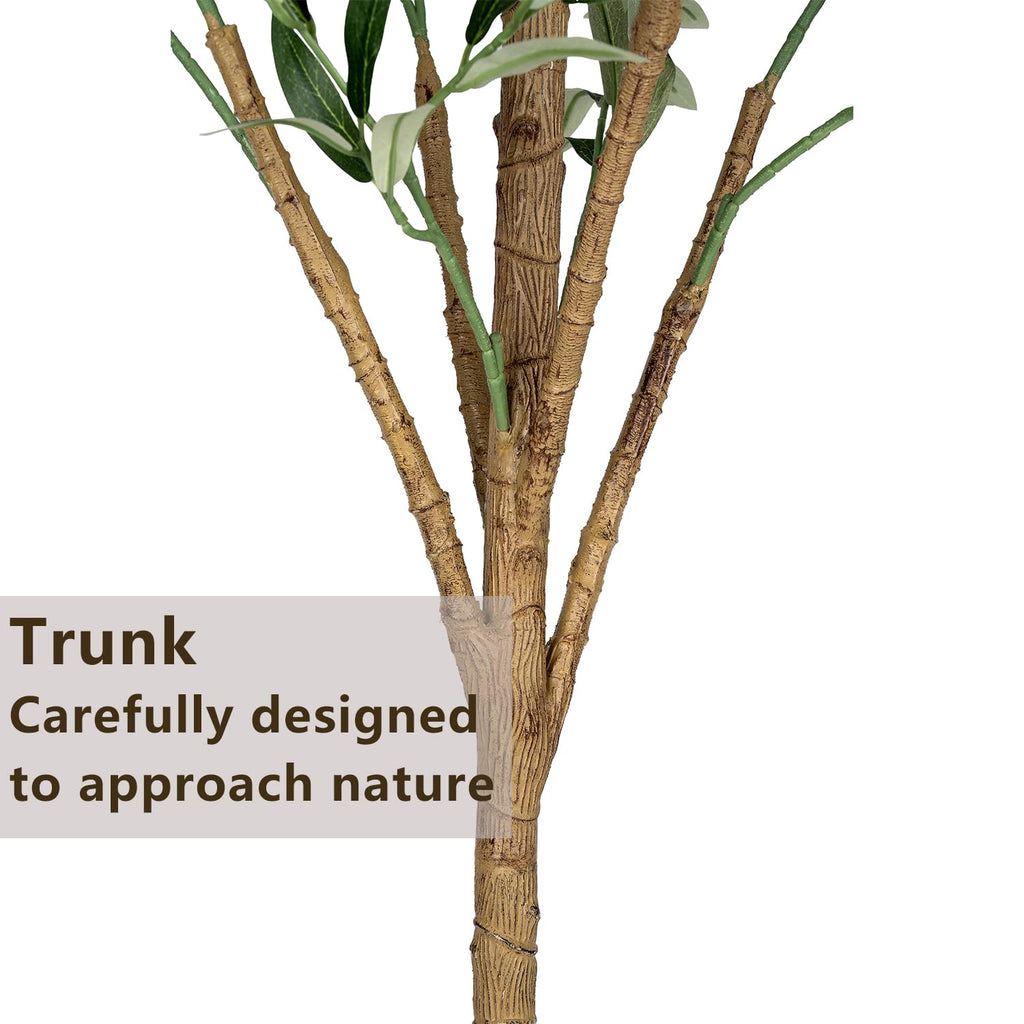 Artificial Olive Tree - Tall Indoor Faux Olive Tree with Planter & Basket, Realistc Fake Olive Tree with Fruits Decor