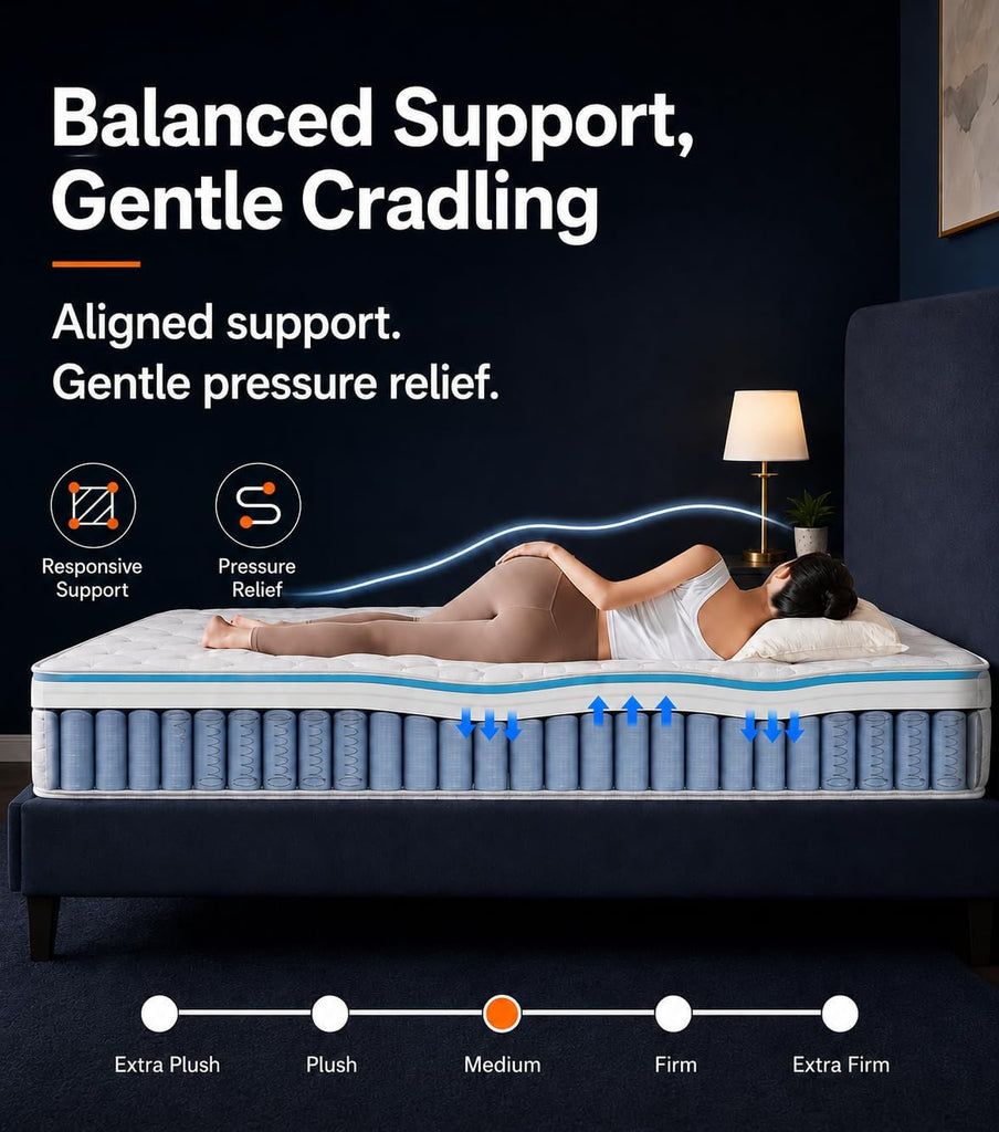 Full Size Mattress, 14 Inch Medium Firm Hybrid Full Mattress, Full Size Mattress in A Box, Memory Foam Individually