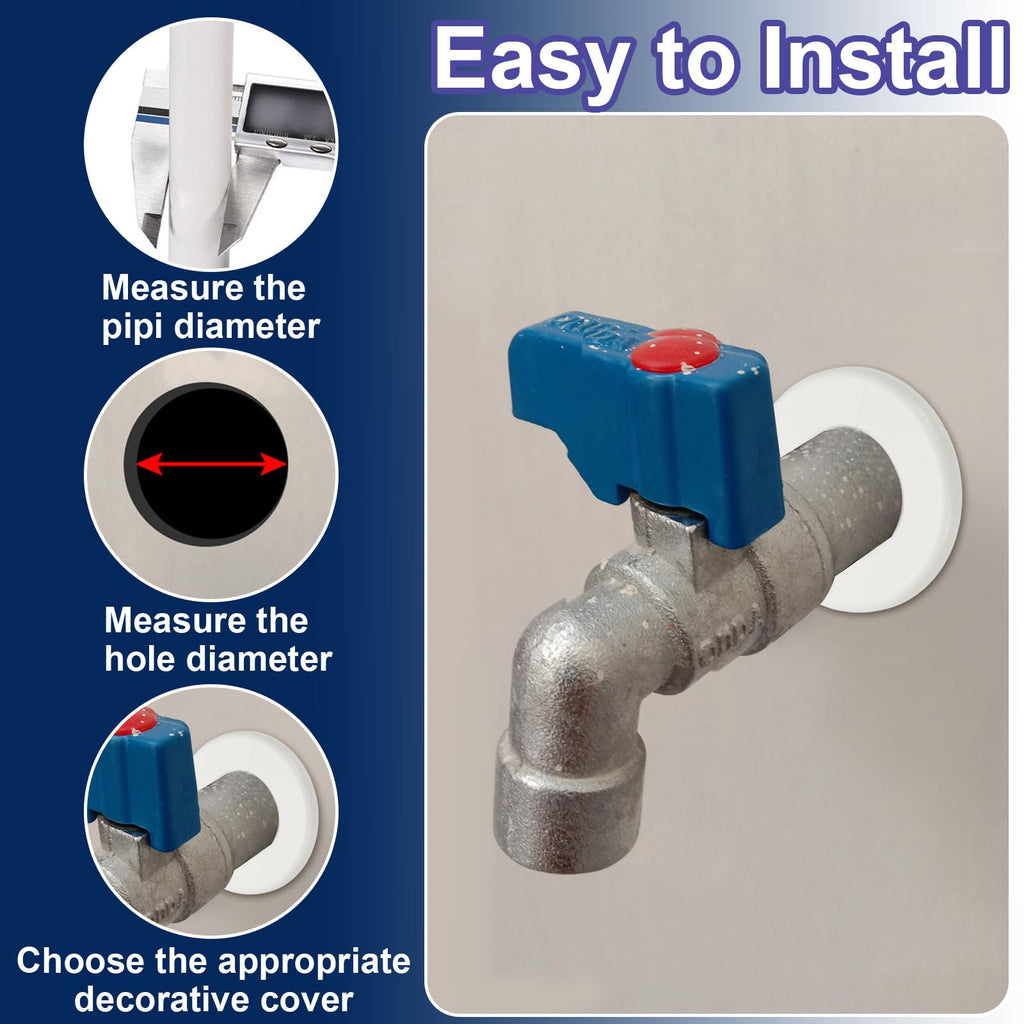 Wall Split Flange 2.01" (51mm), 2 Pcs Round Detachable Escutcheon Plate Buckles Water Pipe Cover Bathroom Air