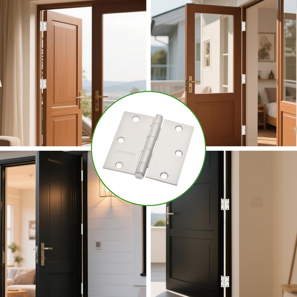 6 Pack White Door Hinges, 3.5 x 3.5 Inch White Hinges for Interior Doors 3 1/2 Inch Hinges for Residential Doors