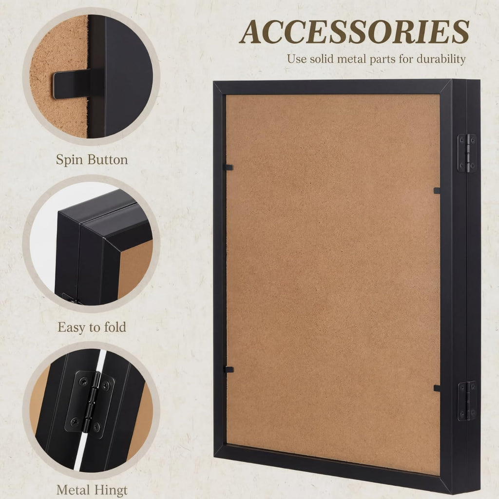 8x10inch 4 Fold Style Frame Folding Hinged Picture Frames Decor, Black