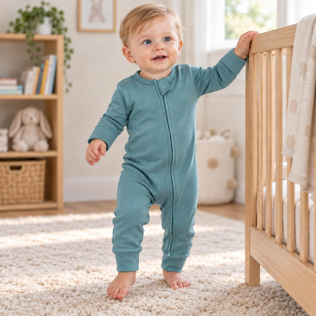 Unisex Organic Cotton Baby Zipper Footless Pajamas