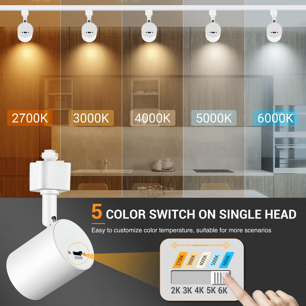 LED Track Lighting Heads H Type Track Light Heads Dimmable, 2000K 3000K 4000K 5000K 6000K Adjustable, Flicker