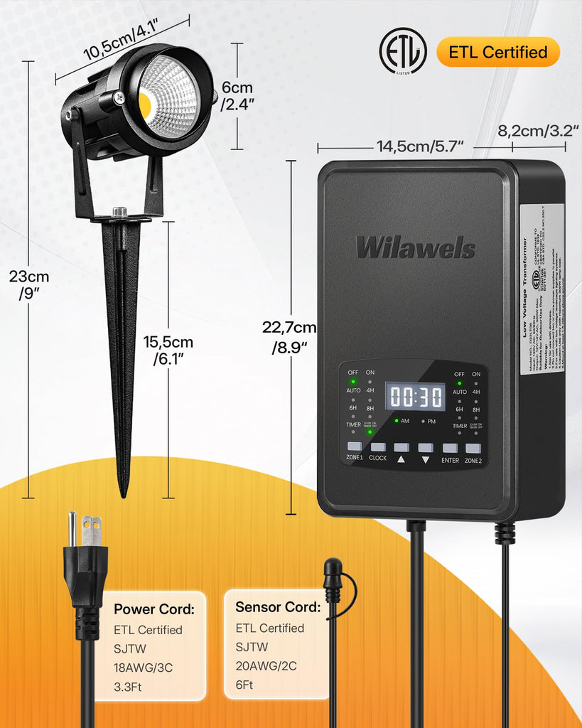 12 Pack Landscape Lights with 2 Zone 300W Low Voltage Transformer, 3000K 12V LED Landscape Lighting Kit, Waterproof