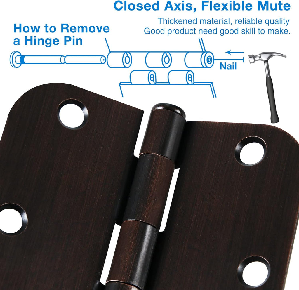 Door Hinges Oil Rubbed Bronze Door Hinges 3.5 Inch Hinges for Doors Interior Door Hinge 3 1/2" Door Hardware Bedroom