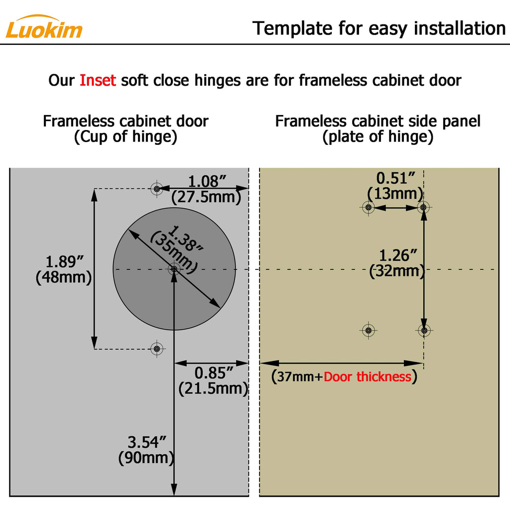 20-Pack Frameless Soft Close Inset Cabinet Hinges 50% Faster Install