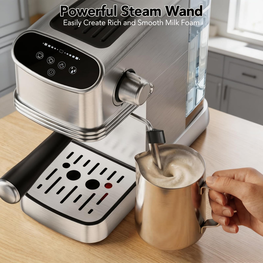 20-Bar Espresso Machine with Milk Frother for Ground & Capsule