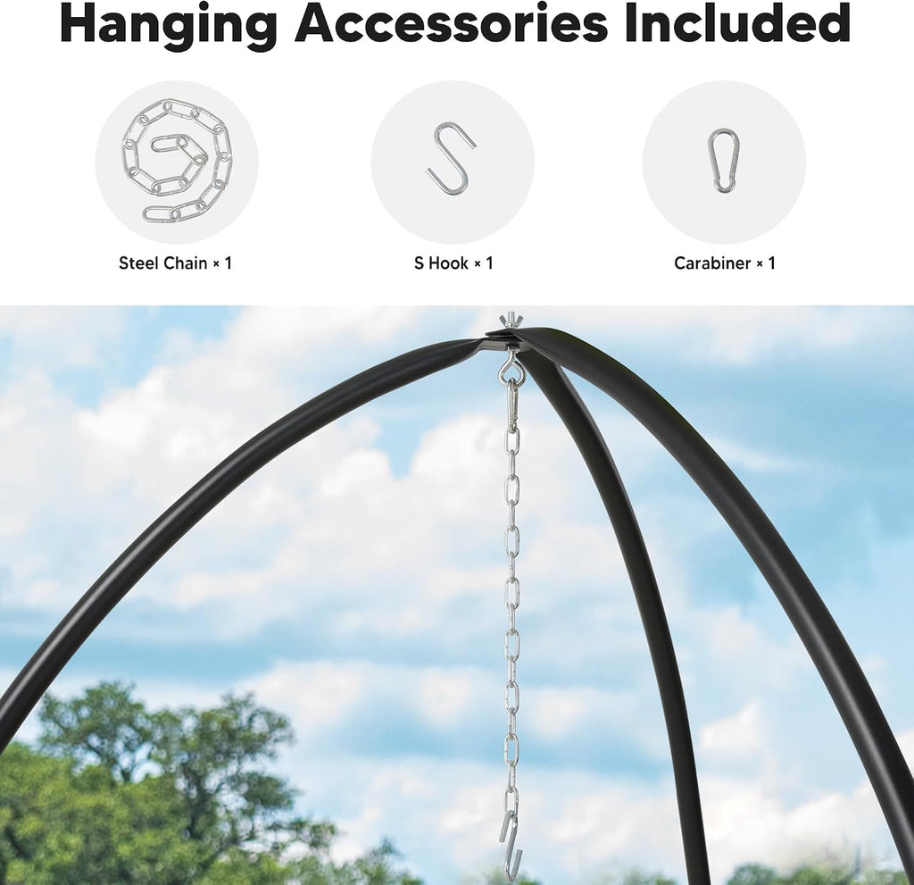 Tripod Hanging Chair Stand - 400lbs Capacity, Heavy Duty Steel, Rust Resistant, Stable Hammock Frame for Air Porch