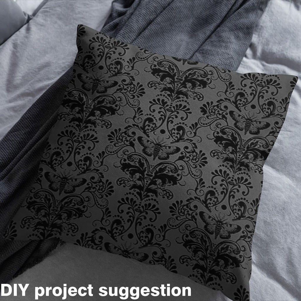 Retro Bohemian Decorative Fabric 2 Yards, Gothic Baroque Damask Fabric By The Yard for Adults Men, Vintage Victorian