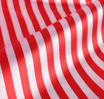 Charmeuse Bridal Satin Fabric by The Yard 58 Inches Wide (Stripe Red/White, 2 Yards)