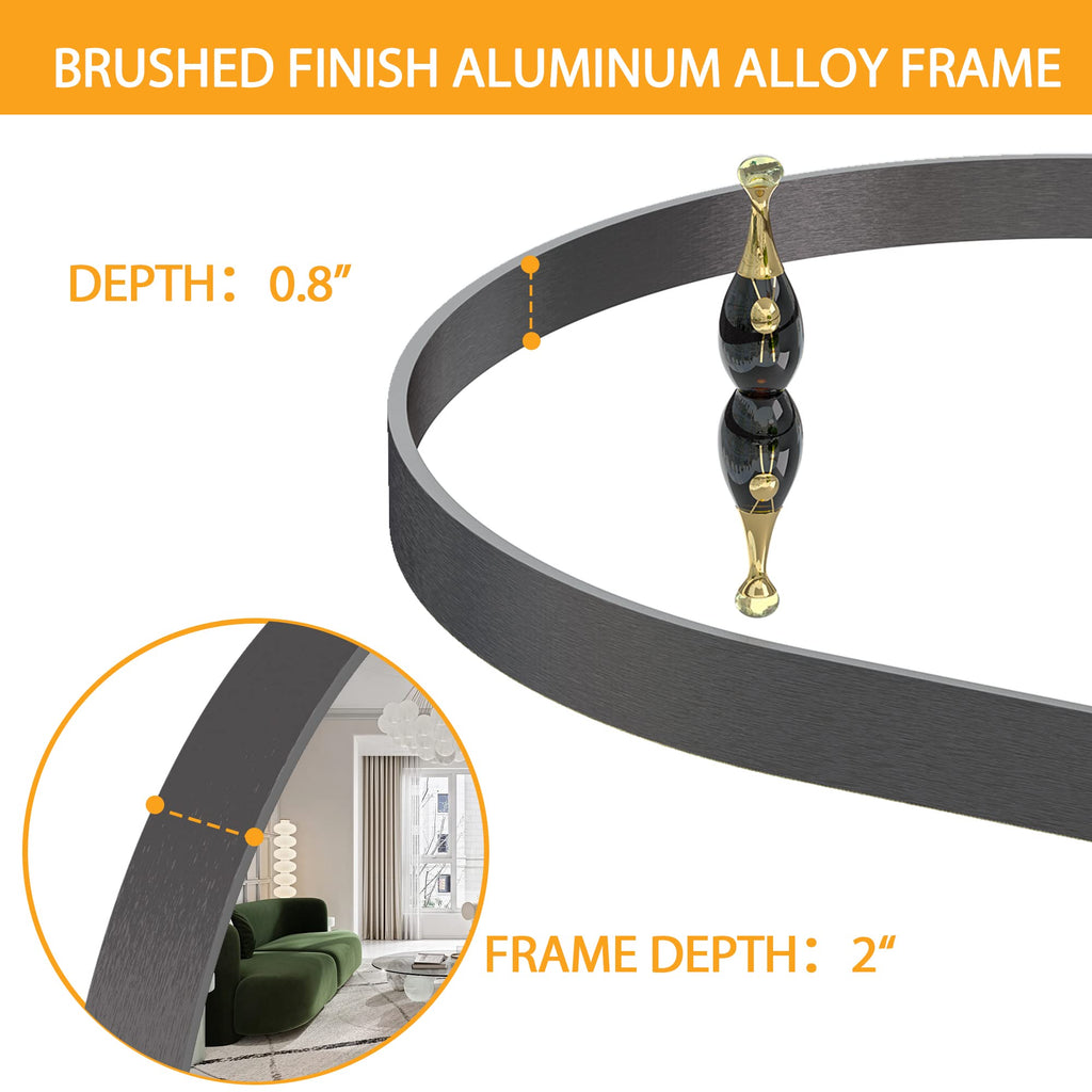 24×36 Inch Oval Wall, Black Metal Frame Bathroom Mirrors, Wall Mounted (Horizontal/Vertical)