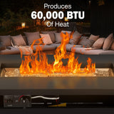 42 Inch Gas Fire Pit Table, 60,000 BTU Propane Pits for Outside with Steel Lid and Waterproof Cover, 2 in 1 Firepit Table Gatherings Parties on Patio - Image 2