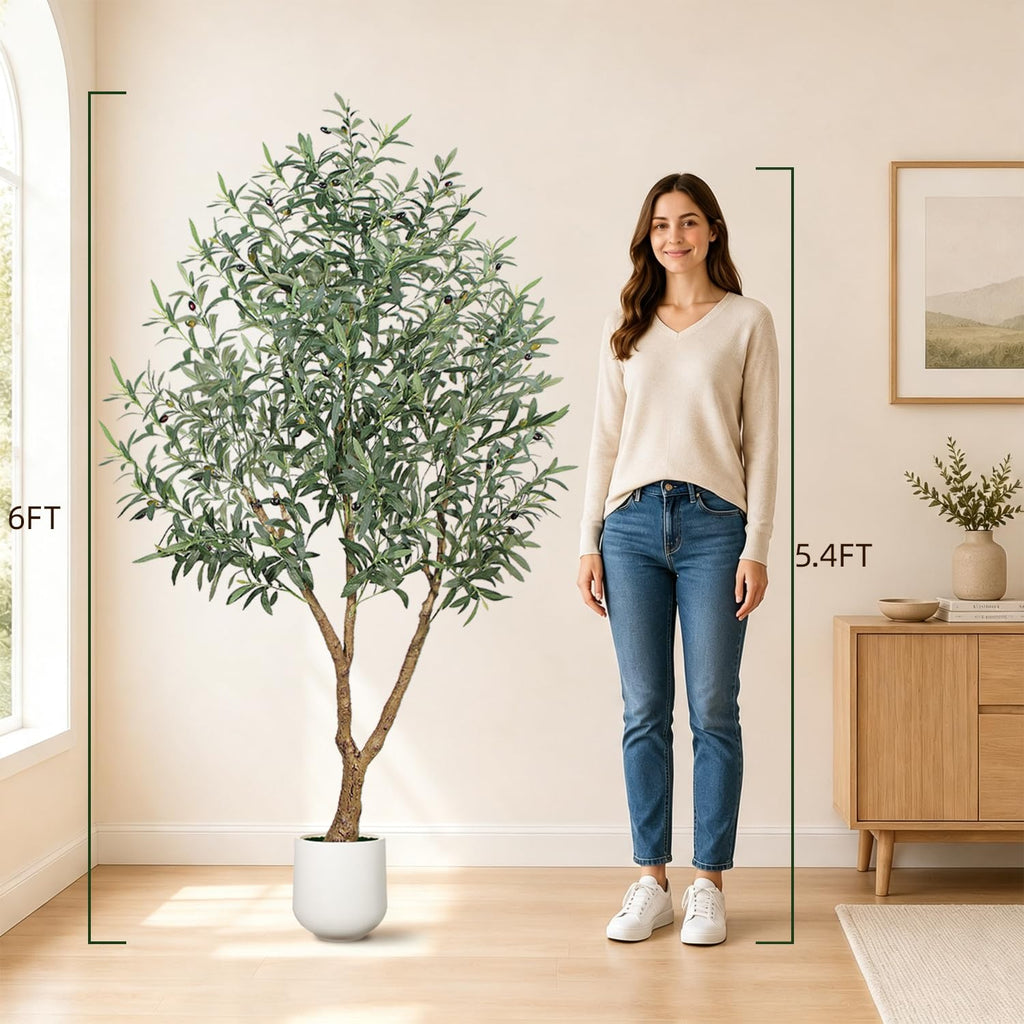 6FT Olive Trees Artificial Indoor - Fake Olive Tree Artificial Plants Indoor Fake Trees with Lifelike Fruits and