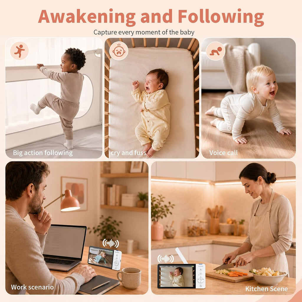 Dual Mode Smart Baby Monitor with App, inch 1080p WiFi & No-WiFi
