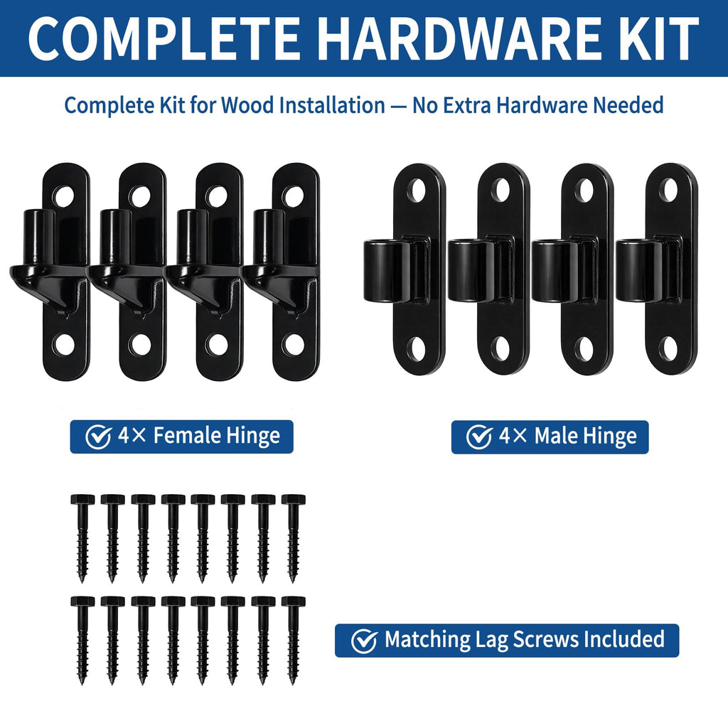 Heavy Duty Gate Hinges, 4 Pack, 5/8" Pin, 304 SS, Screws Included