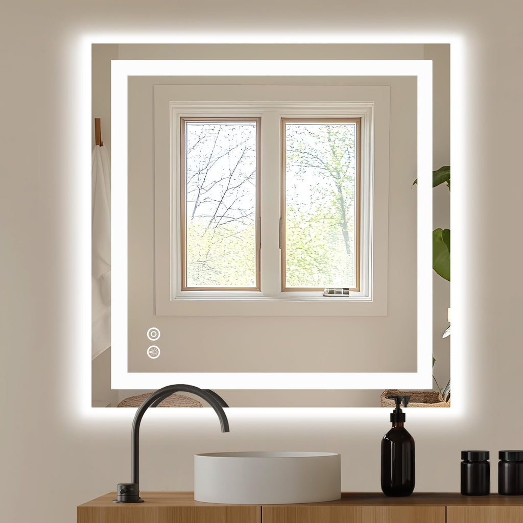 36.1"x36.1" LED Bathroom Mirror, Bathroom Vanity Mirror