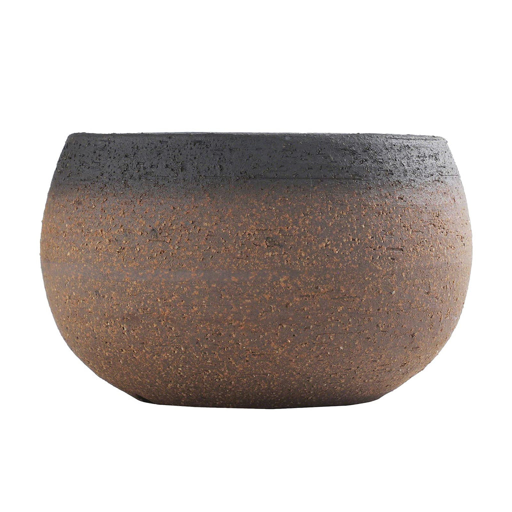 Banko Bonsai Pot 3.9in, Handmade Japanese Planter, Brown and Black