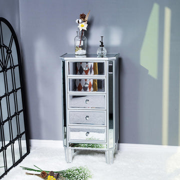 Mirrored Dresser 5 Mirror Drawers, Mirror Chest of Drawers, Glass Dresser Mirror, Glass Chest, Mirrored Nightstand