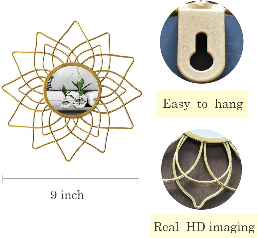 Champagne Gold Round Mirrors for Wall, Decorative Mirrors for Wall Decor