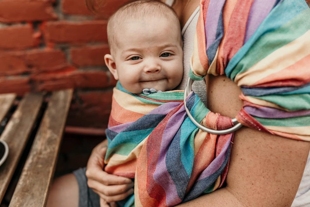Ring Sling Carrier for Baby, 8-35 lbs - Summer Rainbow