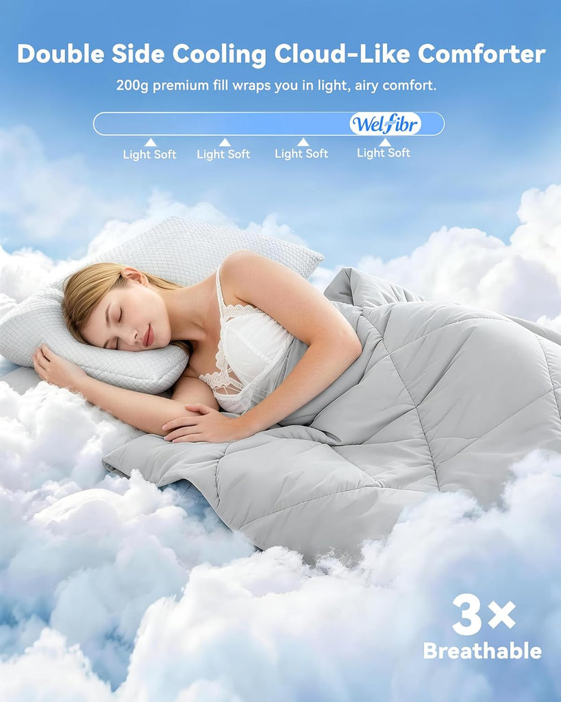 Cooling Comforter King Size Q-Max >0.48, Double-Sided Cooling Blankets for Hot Sleepers, Silky Soft Nylon Spandex