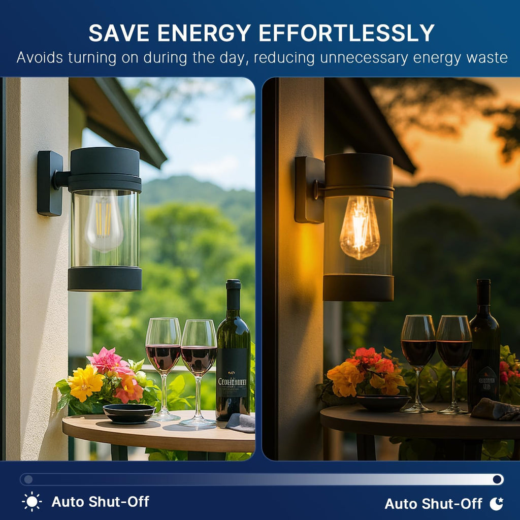 Dusk to Dawn Outdoor Sensor ST19 LED Light Bulb, 7W (60W Eqv.), 800LM,Vintage Filament E26 Base, Auto On/Off
